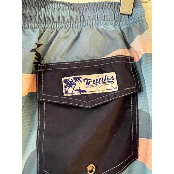 Trunks Surf & Swim Co. Mens M Palm Tree Swim Shorts Pocket Drawstring Multicolor - Picture 6 of 8